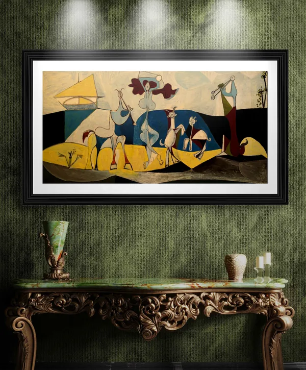 Joie_De_Vivire_Joy_of_Living_1946,_A_Painting_by_Pablo_Picasso,_Framed,_Wall_Decor,_Multicolor