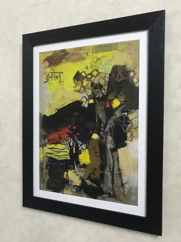 Black_Hill*_(1964)_&_*Kobra*_(1968)-Set_of_2_Paintings_by_M.F._Husain,_Framed,_Wall_Decor,_Multicolor
