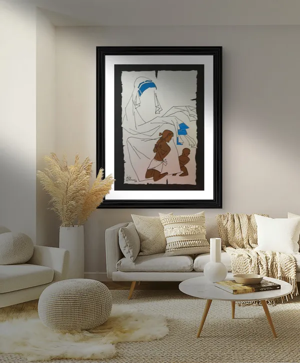 Mother_Teresa-_Angel_for_Homeless-_M.F._Husain's_Painting,_Framed,_Wall_Decor,_Multicolor