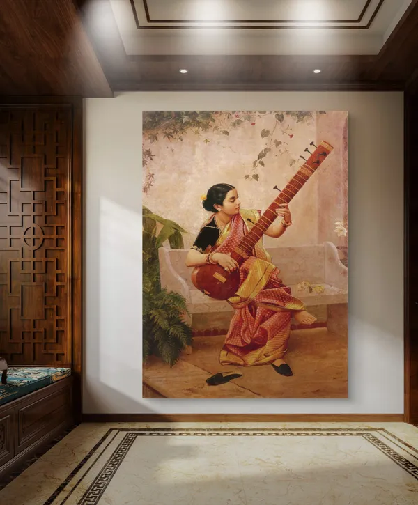 �Malbar_Lady_&_Kadambari,_Raja_Ravi_Varma_Paintings,_Set_of_2,_Framed_Canvas,_Multicolor