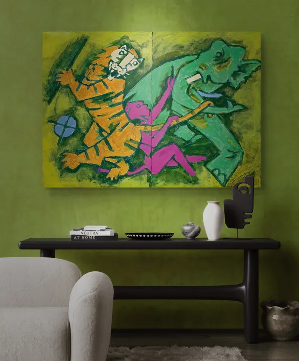Spirit_of_India-_M.F._Husain's_Painting,_Framed_Canvas,_Wall_Decor,_Multicolor