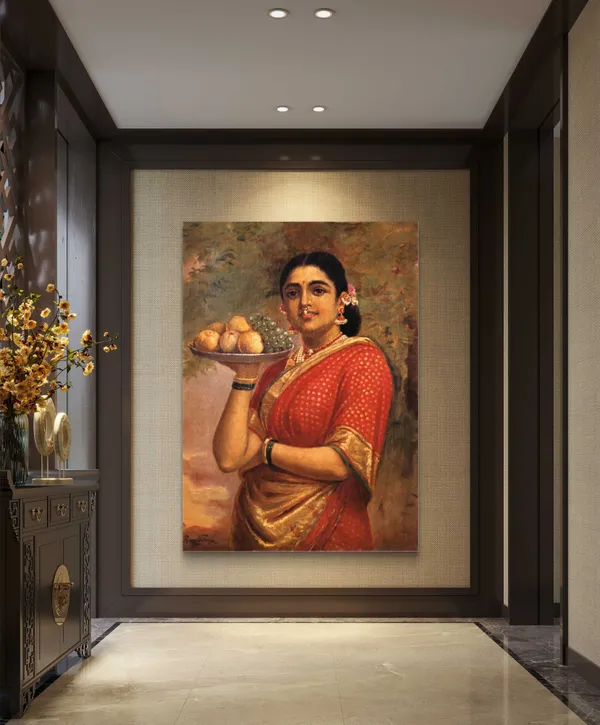 Maharashtrian_Women,_Raja_Ravi_Varma_Paintings,_Set_of_2,_Framed_Canvas,_Multicolor