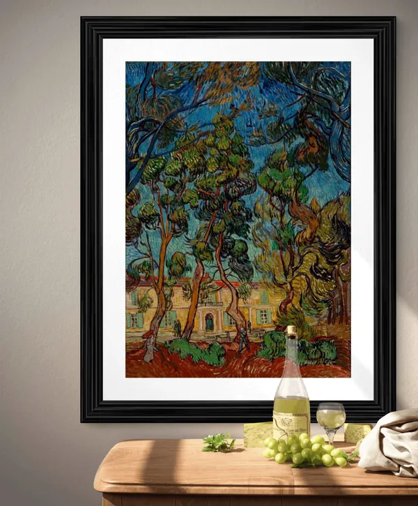 Pine_Trees_in_the_Garden_of_Asylum_1889,_A_Painting_by_Van_Gogh,_Framed,_Wall_Decor,_Multicolor