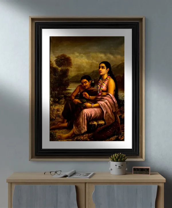 Shakuntala_Writing_a_Love_Letter_(1900),_A_Raja_Ravi_Varma_Painting,_Framed,_Wall_Decor,_Multicolor