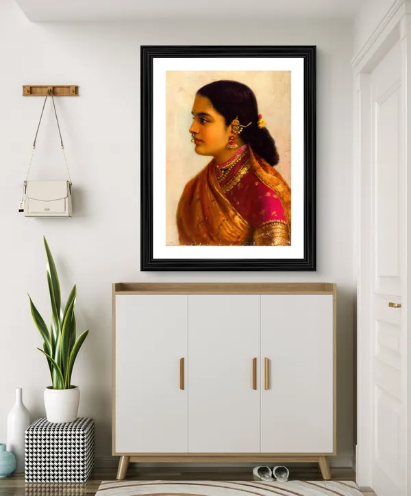 Women_in_Red_Sarees,_Raja_Ravi_Varma_Paintings,_Set_of_2,_Framed,_Multicolor