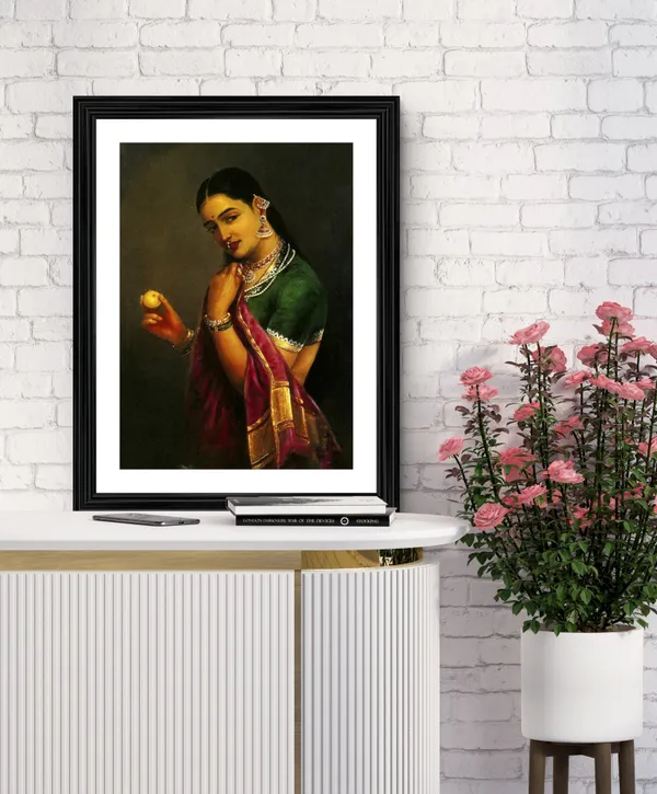 Women_in_Red_Sarees,_Raja_Ravi_Varma_Paintings,_Set_of_2,_Framed,_Multicolor