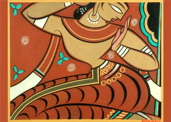 The_Woman,_A_Painting_by_Jamini_Roy,_Unframed_Canvas_Print,_Multicolor