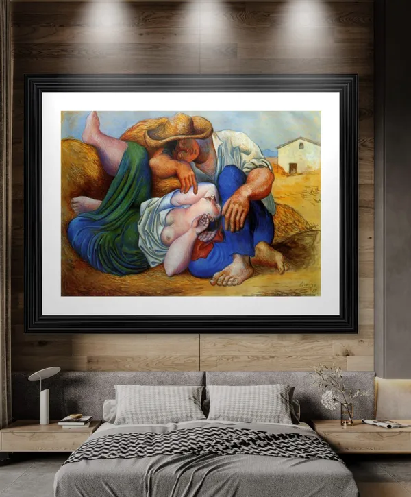 Sleeping_Peasants_(1919),_A_Painting_by_Pablo_Picasso,_Framed,_Wall_Decor,_Multicolor,_Multicolor