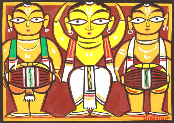 Three_Musicians_2*,_A_Painting_by_Jamini_Roy,_Unframed_Canvas_Print,_Multicolor
