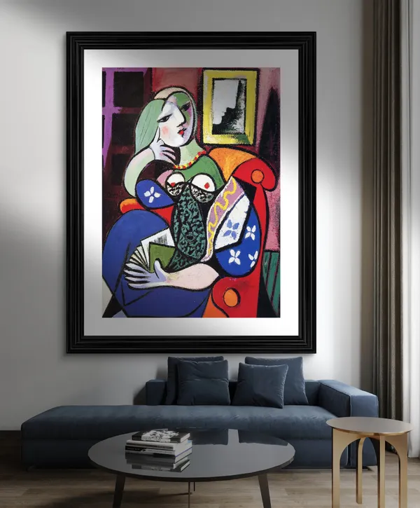 Woman_with_A_Book_1932,_A_Painting_by_Pablo_Picasso,_Framed,_Wall_Decor,_Multicolor