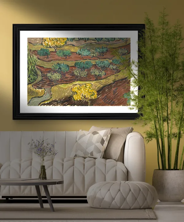 Olive_Trees_on_A_Hillside_1889,_A_Painting_by_Van_Gogh,_Framed,_Wall_Decor,_Multicolor