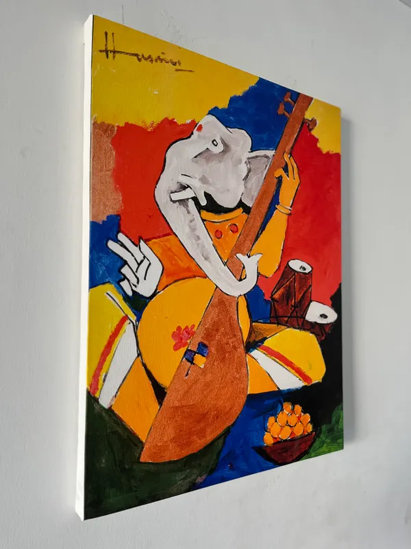 Ganesh_and_Veena-_M.F._Husain's_Painting,_Framed_Canvas,_Wall_Decor,_Multicolor