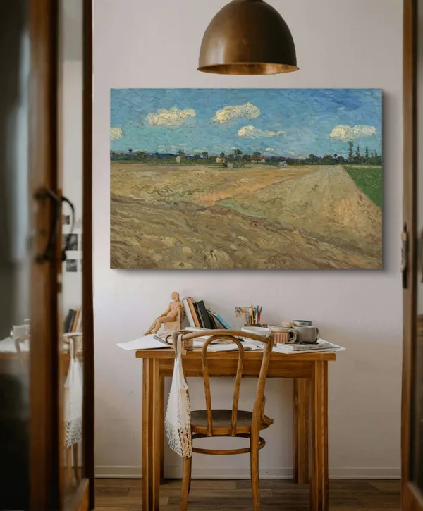 Ploughed_Fields_the_Furrows_1888,_A_Painting_by_Van_Gogh,_Framed_Canvas,_Wall_Decor,_Multicolor