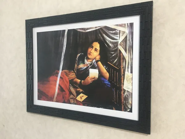�Women_in_Deep_Thoughts_of_Love,_Raja_Ravi_Varma_Paintings,_Set_of_2,_Framed,_Multicolor