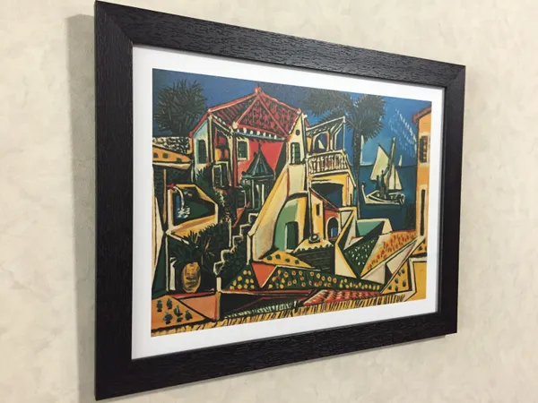 Mediterranean_Landscape_&_Night_Fishing_at_Antibes,_Paintings_by_Pablo_Picasso,_Framed,_Set_of_2,_,_Multicolor