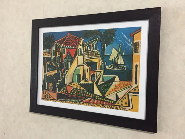 Mediterranean_Landscape_&_Night_Fishing_at_Antibes,_Paintings_by_Pablo_Picasso,_Framed,_Set_of_2,_,_Multicolor