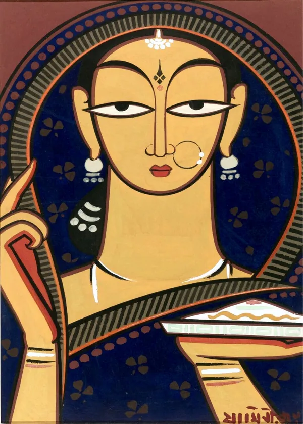 Pujaran-_A_Painting_by_Jamini_Roy,_Unframed_Canvas_Print,_Multicolor