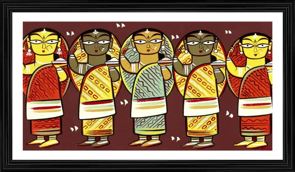 Five_Women_-_A_Jamini_Roy_Painting,_Framed_Wall_Decor,_Multicolor
