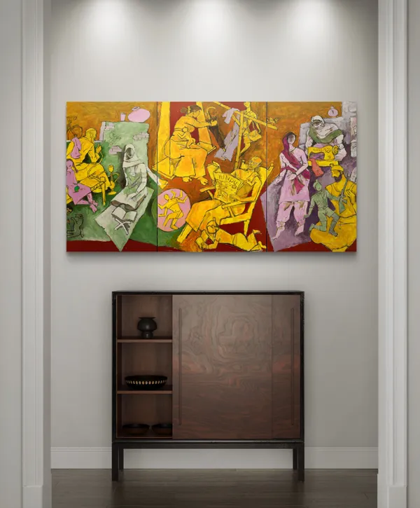 Modern_India_(India_Series_Paintings)-_M.F._Husain's_Painting,_Framed_Canvas,_Wall_Decor,_Multicolor
