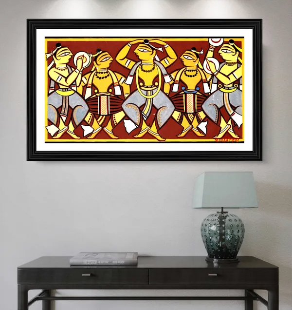 Celebration_-_A_Jamini_Roy_Painting,_Framed_Wall_Decor,_Multicolor