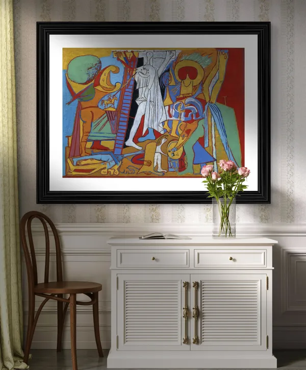 Crucifixion_1930,_A_Painting_by_Pablo_Picasso,_Framed,_Wall_Decor,_Multicolor