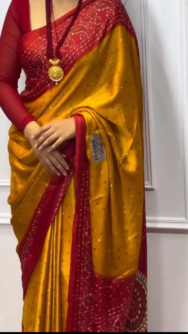 Mustard_and_Red_Bandhani_Saree_|_Ideal_For_Festive_&_Party_Wear