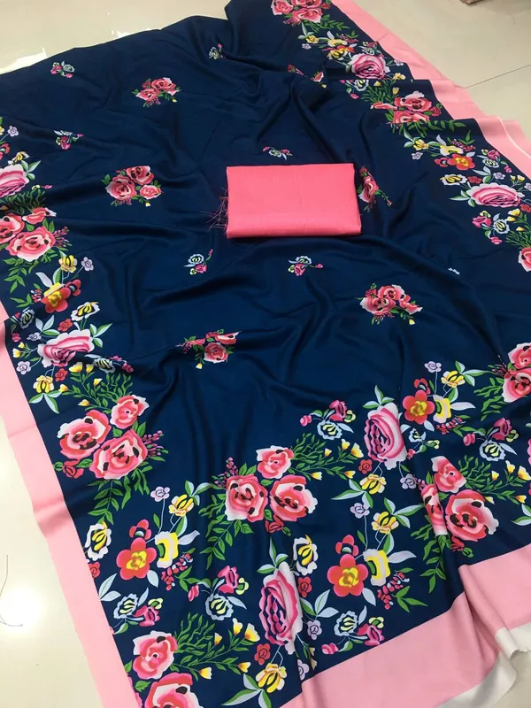 Navy_Blue_Modal_Silk_Floral_Digital_Printed_Saree_|_Ideal_For_Festive_&_Party_Wear