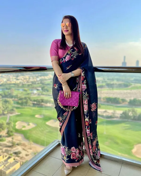 Navy_Blue_Modal_Silk_Floral_Digital_Printed_Saree_|_Ideal_For_Festive_&_Party_Wear