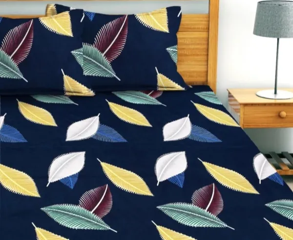 Elastic_Fitted_Bedsheet_with_Two_Pillow_covers_|_Blue_Pure_Cotton_King_Size_Bedsheet