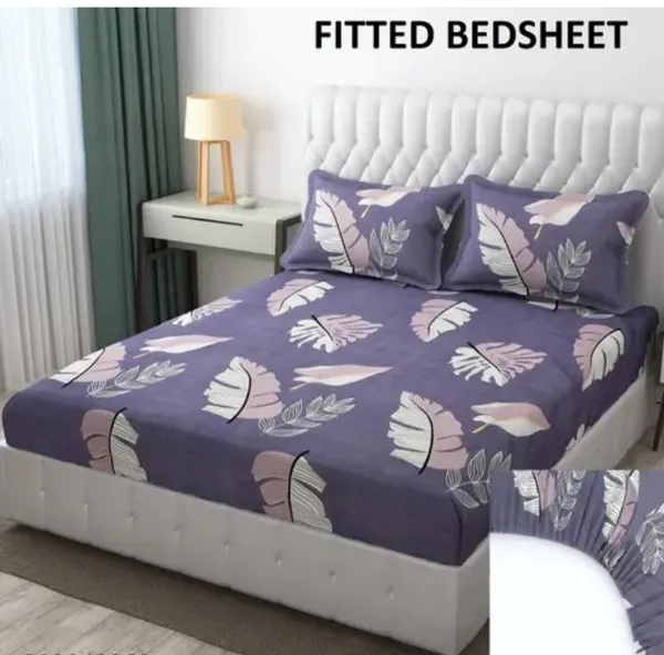Elastic_Fitted_Bedsheet_with_Two_Pillow_covers_|_Purple_Pure_Cotton_King_Size_Bedsheet