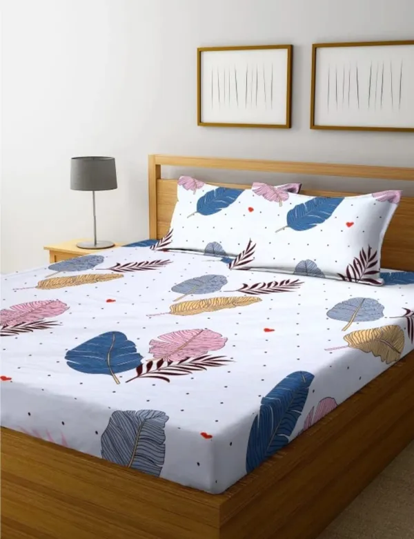 Elastic_Fitted_Bedsheet_with_Two_Pillow_covers_|_Cream_Pure_Cotton_King_Size_Bedsheet
