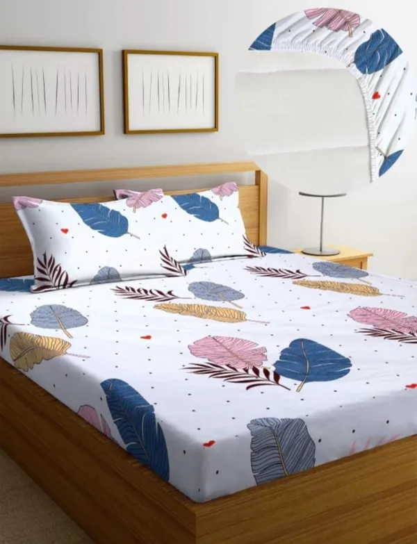 Elastic_Fitted_Bedsheet_with_Two_Pillow_covers_|_Cream_Pure_Cotton_King_Size_Bedsheet
