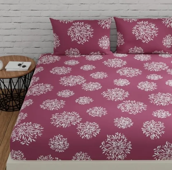 Elastic_Fitted_Bedsheet_with_Two_Pillow_covers_|_Pink_Pure_Cotton_King_Size_Bedsheet