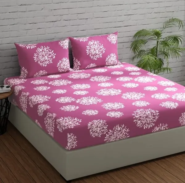 Elastic_Fitted_Bedsheet_with_Two_Pillow_covers_|_Pink_Pure_Cotton_King_Size_Bedsheet