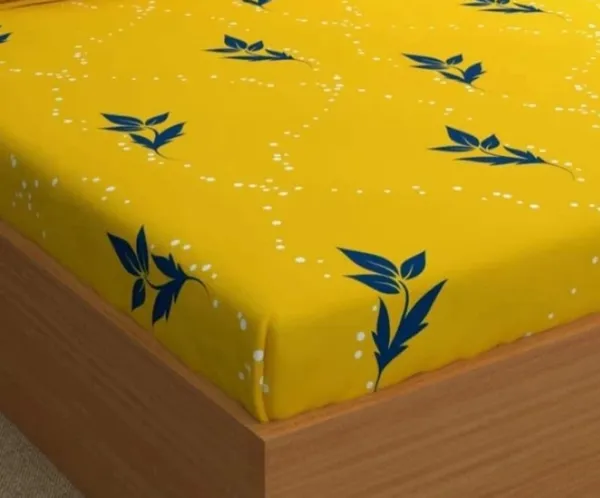 Elastic_Fitted_Bedsheet_with_Two_Pillow_covers_|_Yellow_Pure_Cotton_King_Size_Bedsheet