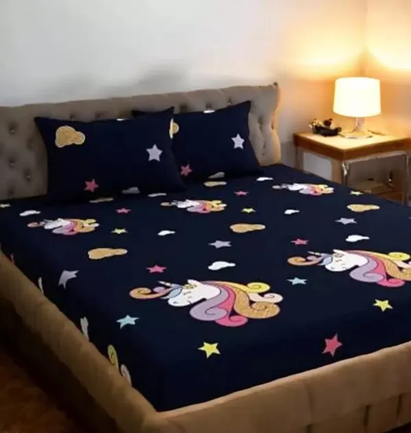 Elastic_Fitted_Bedsheet_with_Two_Pillow_covers_|_Blue_Pure_Cotton_King_Size_Bedsheet
