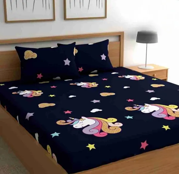 Elastic_Fitted_Bedsheet_with_Two_Pillow_covers_|_Blue_Pure_Cotton_King_Size_Bedsheet
