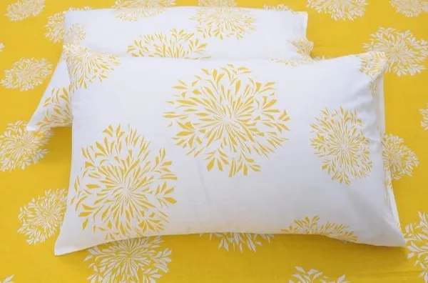 Elastic_Fitted_Bedsheet_with_Two_Pillow_covers_|_Yellow_Pure_Cotton_King_Size_Bedsheet