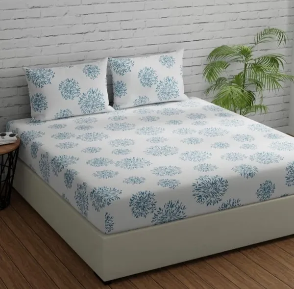 Elastic_Fitted_Bedsheet_with_Two_Pillow_covers_|_Blue_Pure_Cotton_King_Size_Bedsheet