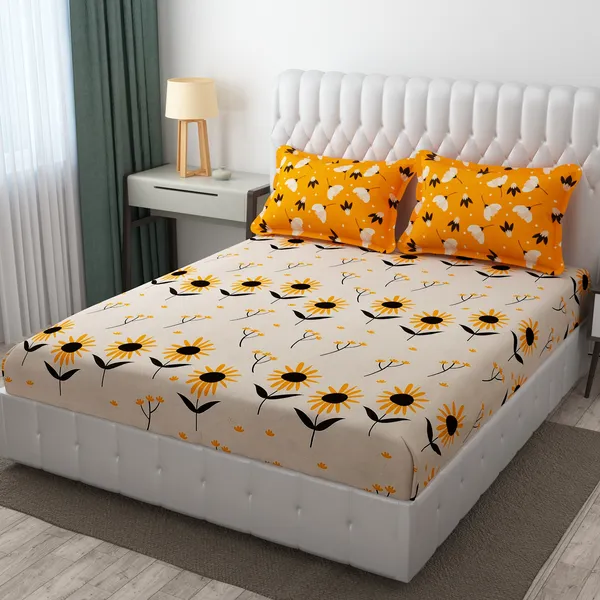 Elastic_Fitted_Bedsheet_with_Two_Pillow_covers_|_Black_Pure_Cotton_King_Size_Bedsheet
