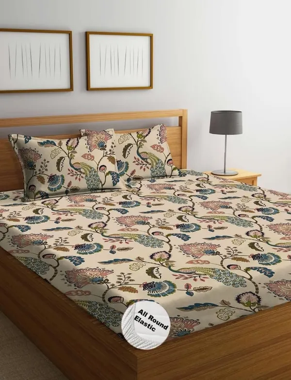 Elastic_Fitted_Bedsheet_with_Two_Pillow_covers_|_Multicolor_Pure_Cotton_King_Size_Bedsheet