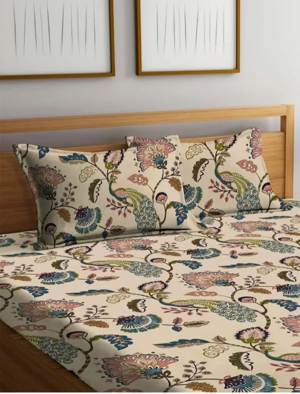 Elastic_Fitted_Bedsheet_with_Two_Pillow_covers_|_Multicolor_Pure_Cotton_King_Size_Bedsheet