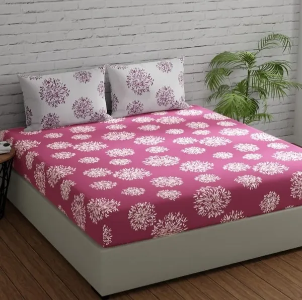 Elastic_Fitted_Bedsheet_with_Two_Pillow_covers_|_Pink_Pure_Cotton_King_Size_Bedsheet