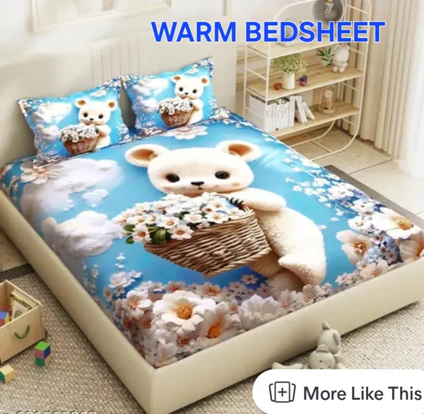 190_GSM__7D_Warm_Flannel_Elastic_Fitted_Striped_bedsheets_for_Winter_King_Size(78X72X8_Inch)_with_2_Pillow_Cover_Size_18x28_Inches,