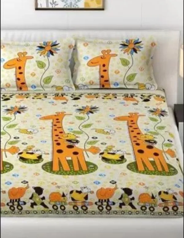 Elastic_Fitted_Bedsheet_with_Two_Pillow_covers_|_Yellow_Pure_Cotton_King_Size_Bedsheet
