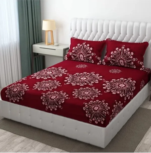 Elastic_Fitted_Bedsheet_with_Two_Pillow_covers_|_Red_Pure_Cotton_King_Size_Bedsheet
