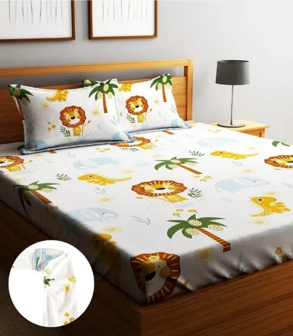 Elastic_Fitted_Bedsheet_with_Two_Pillow_covers_|_White_Pure_Cotton_King_Size_Bedsheet
