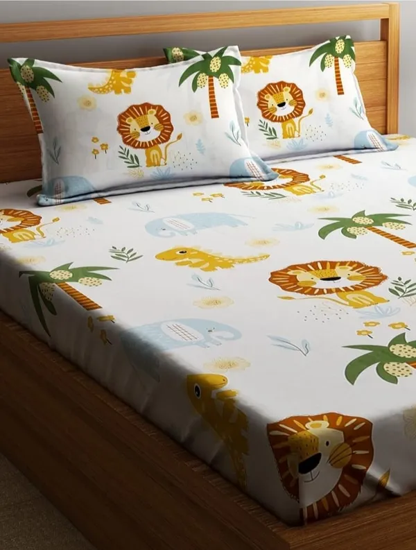 Elastic_Fitted_Bedsheet_with_Two_Pillow_covers_|_White_Pure_Cotton_King_Size_Bedsheet