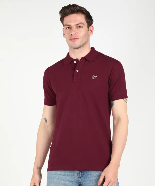Maroon_Cotton_Collar_T-Shirt_for_Men