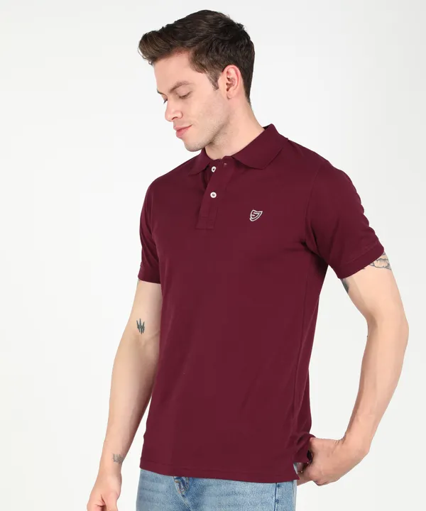 Maroon_Cotton_Collar_T-Shirt_for_Men